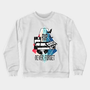 Never Forget - Rest in Peace CD, VHS, DISK and CASSETTE, Vintage, Retro oldies design, Crewneck Sweatshirt